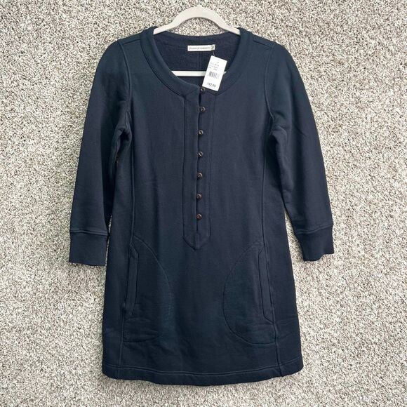 Citizens of Humanity Dress Women’s L Black Cotton Terry Knit Henley Tunic Sweats - Picture 1 of 8